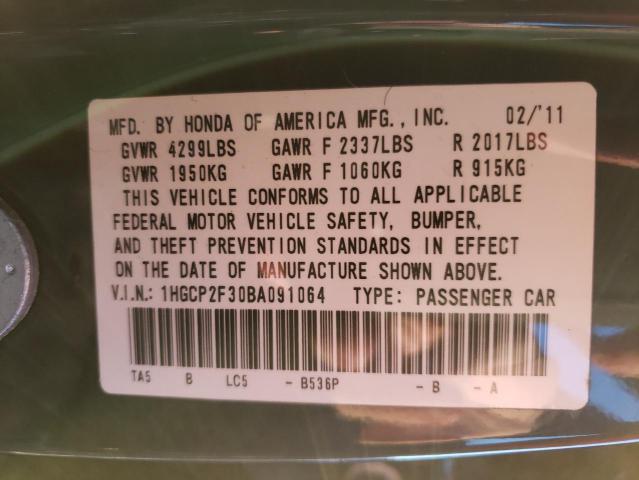 Photo 10 from auction – 2011 HONDA ACCORD LX with VIN 1HGCP2F30BA091064