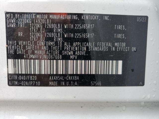 Photo 10 from auction – 2022 TOYOTA RAV4 LE with VIN 4T3MWRFV3NU067668