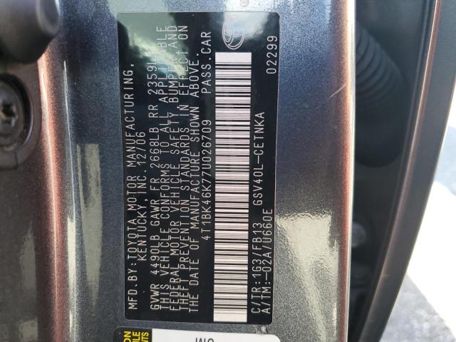 Photo 10 from auction – 2007 TOYOTA CAMRY LE with VIN 4T1BK46K77U026709
