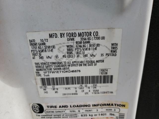 Photo 10 from auction – 2013 FORD F150 SUPER with VIN 1FTFW1ET1DKD46876