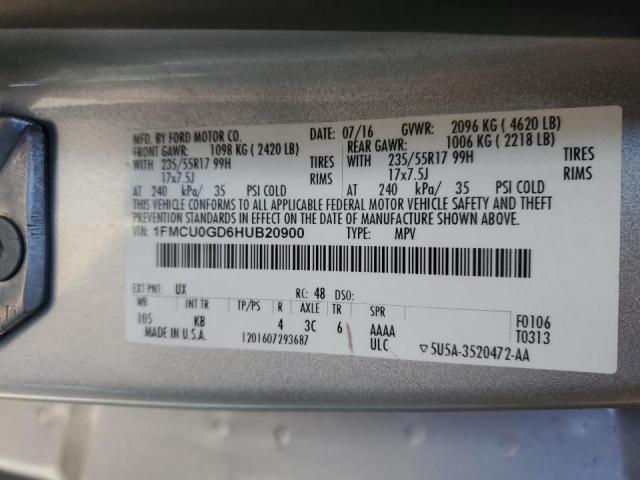 Photo 10 from auction – 2017 FORD ESCAPE SE with VIN 1FMCU0GD6HUB20900
