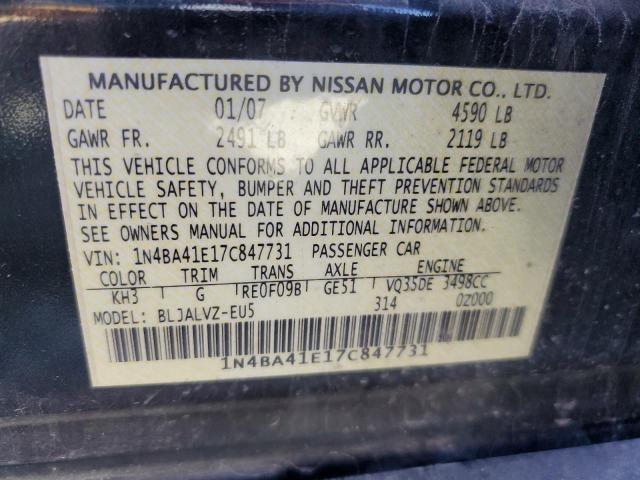 Photo 10 from auction – 2007 NISSAN MAXIMA SE with VIN 1N4BA41E17C847731