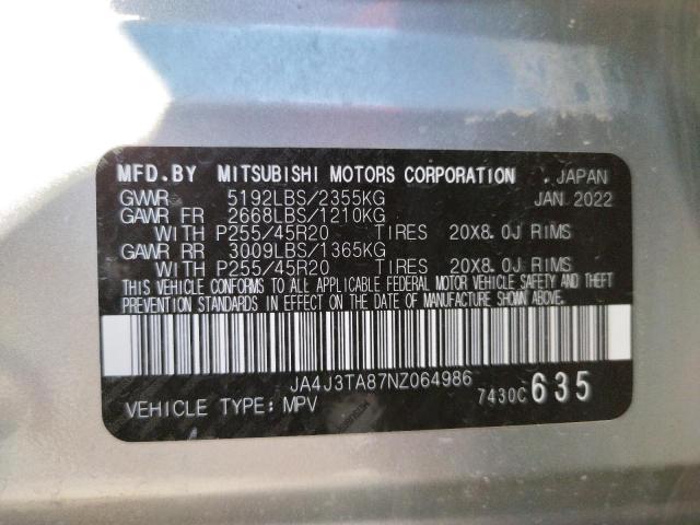 Photo 10 from auction – 2022 MITSUBISHI OUTLANDER with VIN JA4J3TA87NZ064986