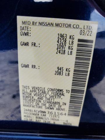 Photo 10 from auction – 2022 NISSAN ALTIMA SR with VIN 1N4BL4CV9NN361564