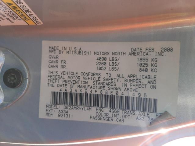Photo 10 from auction – 2008 MITSUBISHI ECLIPSE GS with VIN 4A3AK24F88E041495