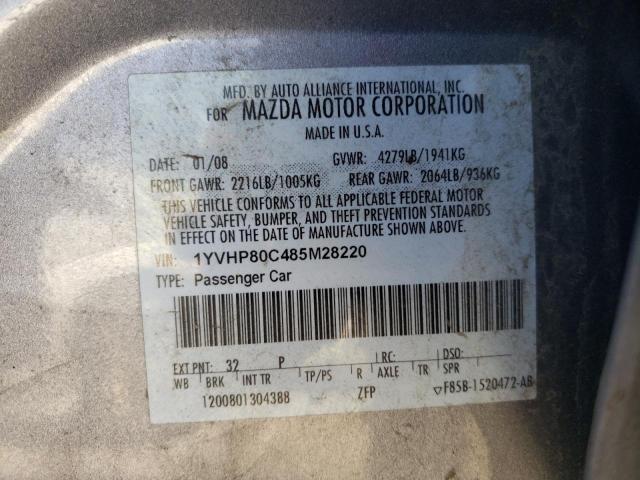 Photo 10 from auction – 2008 MAZDA 6 I with VIN 1YVHP80C485M28220