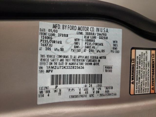 Photo 10 from auction – 2003 FORD EXPLORER X with VIN 1FMZU73K33ZB25636