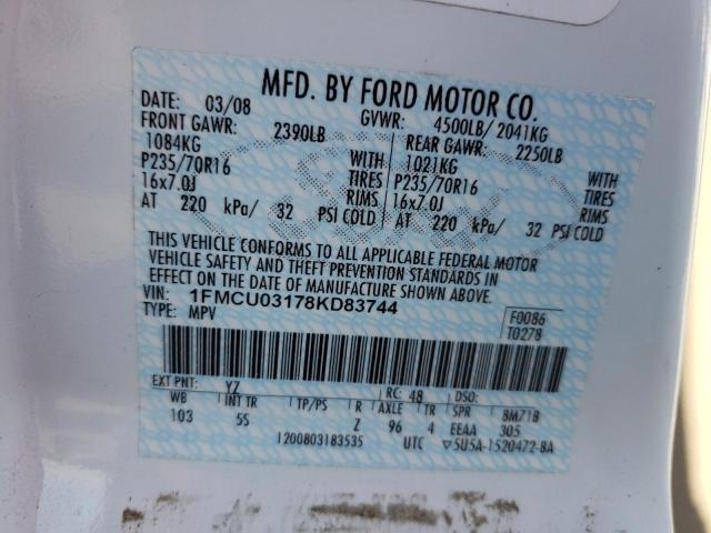Photo 10 from auction – 2008 FORD ESCAPE XLT with VIN 1FMCU03178KD83744