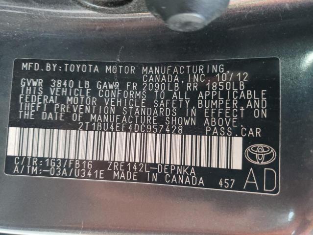 Photo 10 from auction – 2013 TOYOTA COROLLA BA with VIN 2T1BU4EE4DC957428