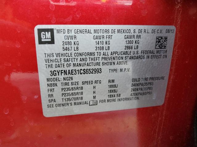 Photo 10 from auction – 2012 CADILLAC SRX LUXURY with VIN 3GYFNAE31CS652993