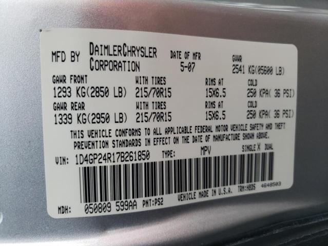 Photo 10 from auction – 2007 DODGE GRAND CARA with VIN 1D4GP24R17B261850