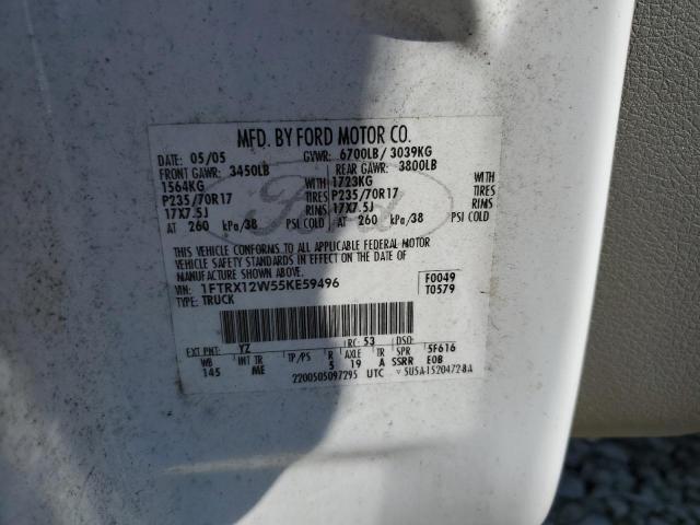 Photo 10 from auction – 2005 FORD F150 with VIN 1FTRX12W55KE59496
