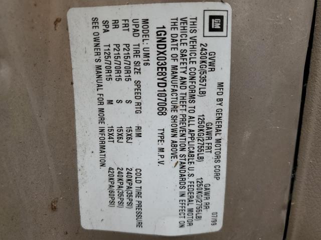 Photo 10 from auction – 2000 CHEVROLET VENTURE with VIN 1GNDX03E8YD107068