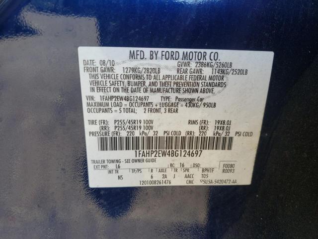 Photo 10 from auction – 2011 FORD TAURUS SEL with VIN 1FAHP2EW4BG124697