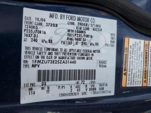 Photo 10 from auction – 2005 FORD EXPLORER X with VIN 1FMZU73E25ZA31440