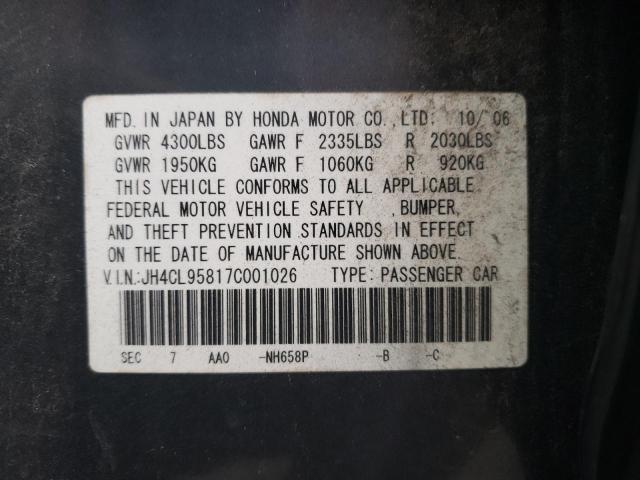 Photo 10 from auction – 2007 ACURA TSX with VIN JH4CL95817C001026