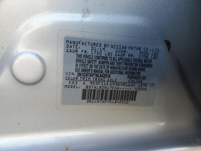 Photo 10 from auction – 2019 NISSAN VERSA S with VIN 3N1CN7AP7KL842510