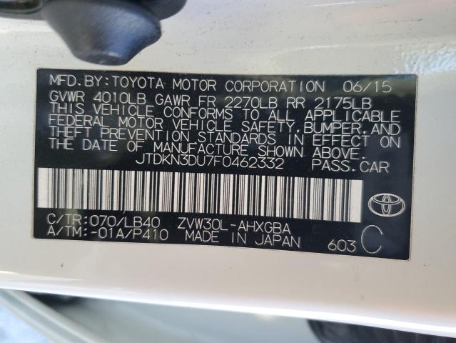 Photo 10 from auction – 2015 TOYOTA PRIUS with VIN JTDKN3DU7F0462332