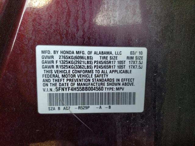 Photo 10 from auction – 2011 HONDA PILOT EXL with VIN 5FNYF4H55BB004560