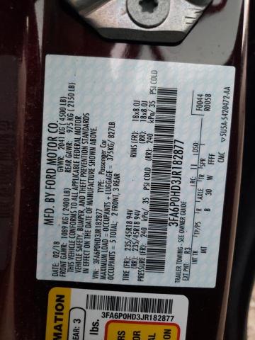 Photo 10 from auction – 2018 FORD FUSION SE with VIN 3FA6P0HD3JR182877