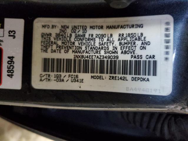 Photo 10 from auction – 2010 TOYOTA COROLLA BA with VIN 1NXBU4EE7AZ349039