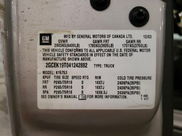 Photo 10 from auction – 2004 CHEVROLET 1500 with VIN 2GCEK19T041242882