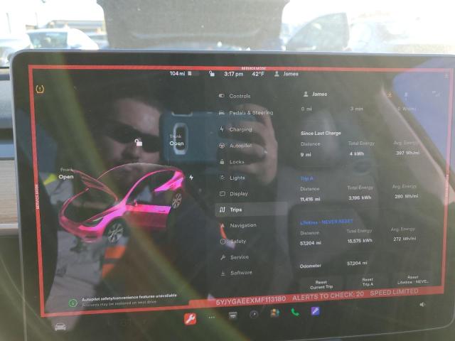 Photo 8 from auction – 2021 TESLA MODEL Y with VIN 5YJYGAEEXMF113180