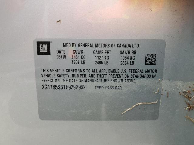 Photo 10 from auction – 2015 CHEVROLET IMPALA LTZ with VIN 2G1165S31F9292952