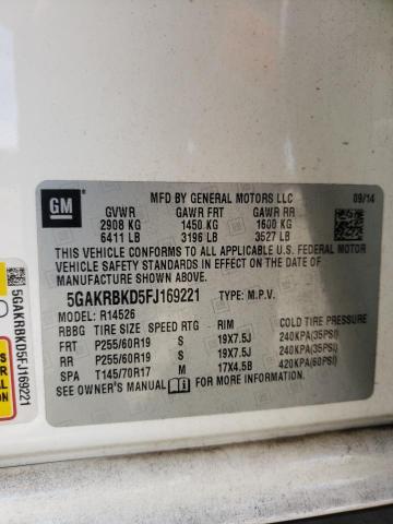 Photo 10 from auction – 2015 BUICK ENCLAVE with VIN 5GAKRBKD5FJ169221