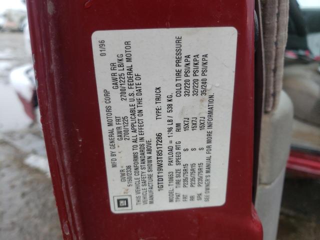 Photo 10 from auction – 1996 GMC SONOMA with VIN 1GTDT19W3T8517286