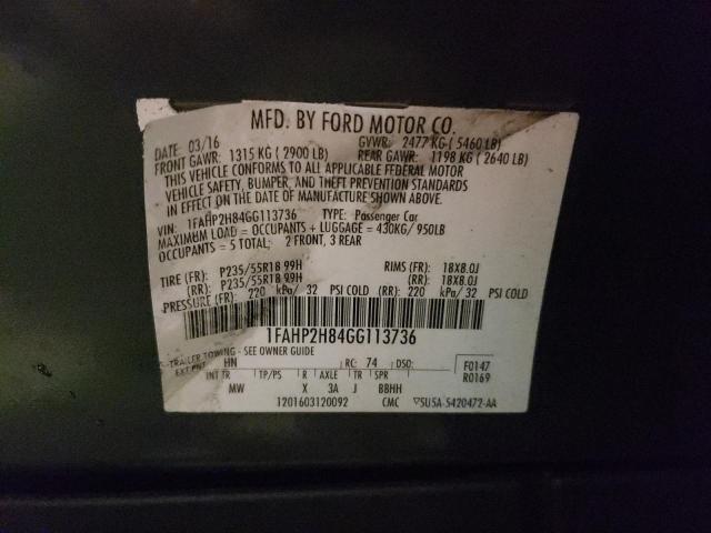 Photo 10 from auction – 2016 FORD TAURUS SEL with VIN 1FAHP2H84GG113736