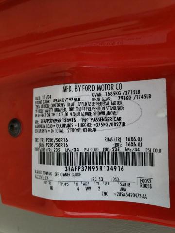 Photo 10 from auction – 2005 FORD FOCUS ZX5 with VIN 3FAFP37N95R134916
