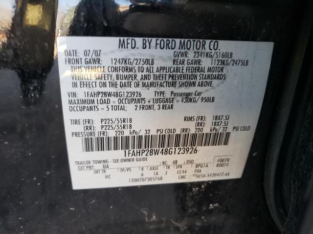 Photo 10 from auction – 2008 FORD TAURUS LIM with VIN 1FAHP28W48G123926