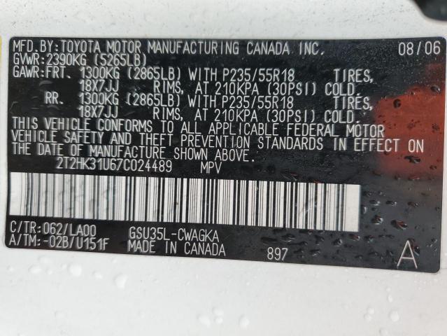 Photo 10 from auction – 2007 LEXUS RX 350 with VIN 2T2HK31U67C024489