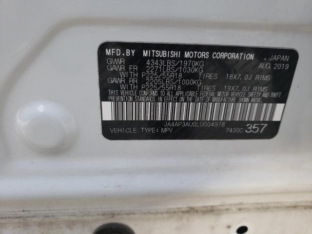 Photo 10 from auction – 2020 MITSUBISHI OUTLANDER with VIN JA4AP3AU0LU004978