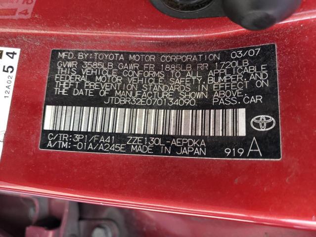 Photo 10 from auction – 2007 TOYOTA COROLLA CE with VIN JTDBR32E070134090