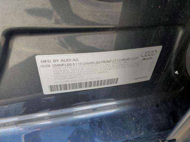 Photo 10 from auction – 2004 AUDI S4 with VIN WAUPL68E04A218199