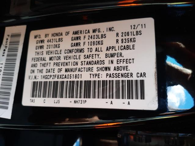 Photo 10 from auction – 2012 HONDA ACCORD EXL with VIN 1HGCP2F8XCA051801