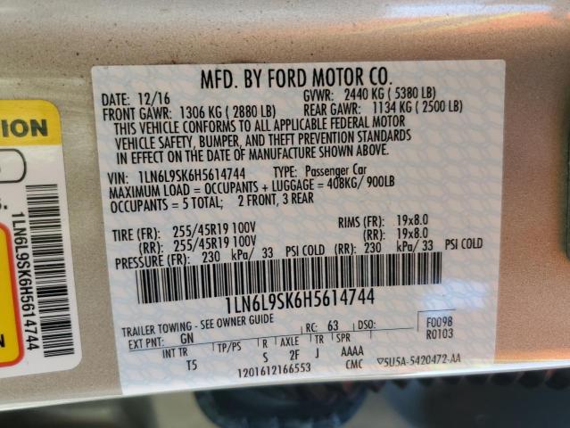 Photo 10 from auction – 2017 LINCOLN CONTINENTA with VIN 1LN6L9SK6H5614744