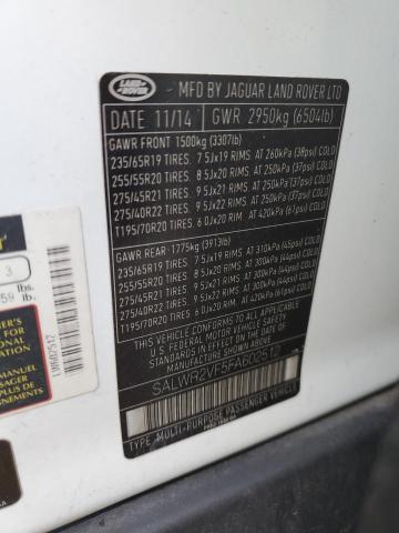 Photo 10 from auction – 2015 LAND ROVER RANGE ROVE with VIN SALWR2VF5FA602512