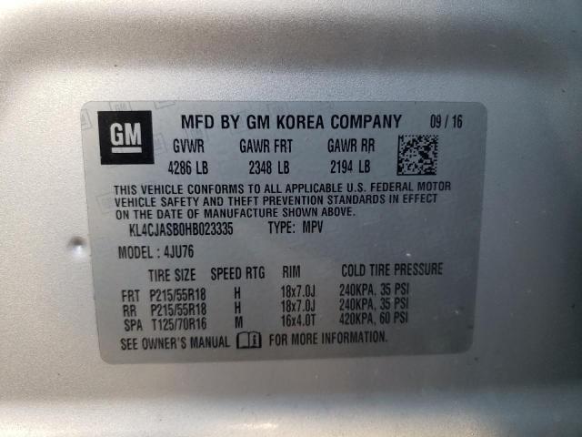 Photo 10 from auction – 2017 BUICK ENCORE PRE with VIN KL4CJASB0HB023335