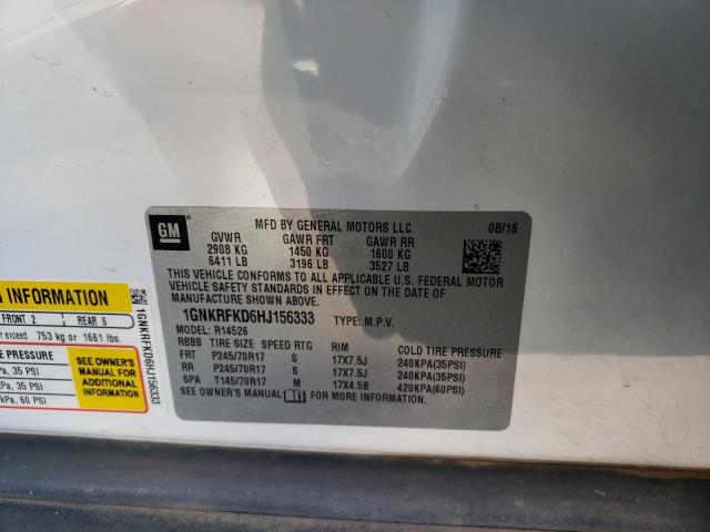 Photo 10 from auction – 2017 CHEVROLET TRAVERSE L with VIN 1GNKRFKD6HJ156333