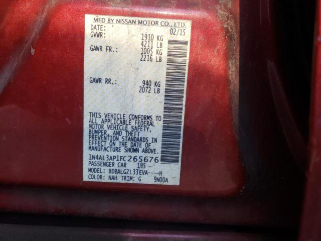 Photo 10 from auction – 2015 NISSAN ALTIMA 2.5 with VIN 1N4AL3AP1FC265676