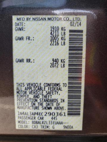 Photo 10 from auction – 2014 NISSAN ALTIMA 2.5 with VIN 1N4AL3AP4EC290361