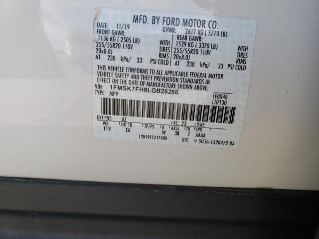 Photo 10 from auction – 2020 FORD EXPLORER L with VIN 1FMSK7FH8LGB26266