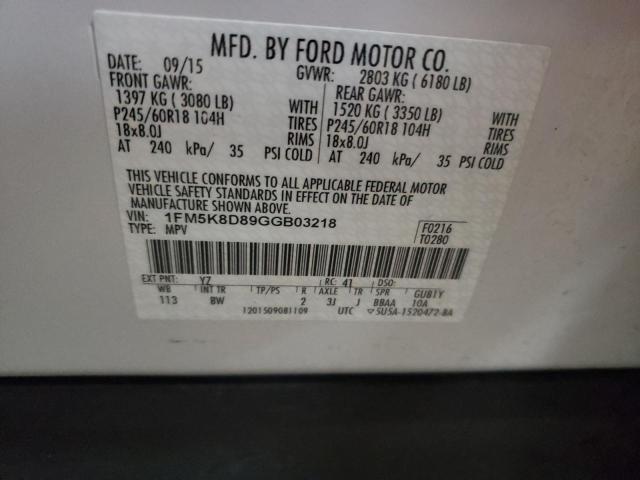 Photo 10 from auction – 2016 FORD EXPLORER X with VIN 1FM5K8D89GGB03218