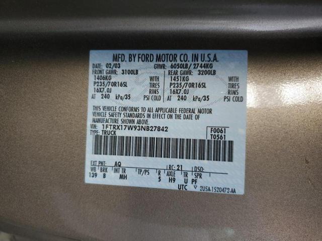 Photo 10 from auction – 2003 FORD F150 with VIN 1FTRX17W93NB27842