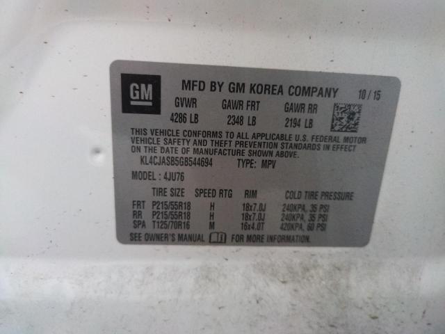 Photo 10 from auction – 2016 BUICK ENCORE with VIN KL4CJASB5GB544694