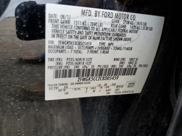 Photo 10 from auction – 2012 FORD FLEX SEL with VIN 2FMGK5CC2CBD05459