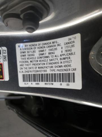 Photo 10 from auction – 2010 HONDA CIVIC LX with VIN 2HGFA1F53AH321593
